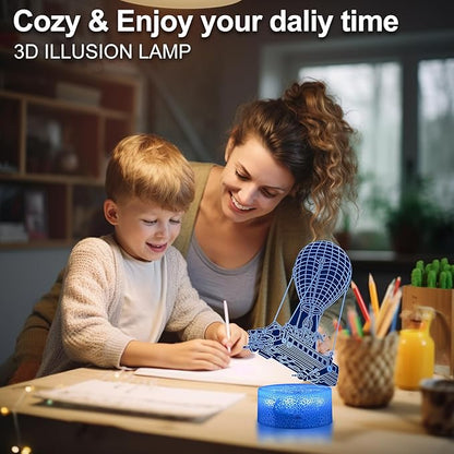 Kids Night Light 3D Illusion Lamp, Remote & Touch Control 16 Colors Changing USB & Batteries Powered, Birthday Christmas Gifts for Teens Boys Girls Room Decor (Base*1, Lamp Plate*4)