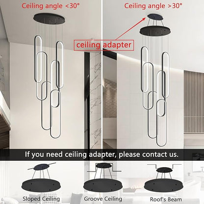 Modern LED Chandeliers for Foyer Entryway High Ceiling Long Staircase Chandeliers Dimmable Dimmable Flush Mount High Villa Foyer 2700k-6000k