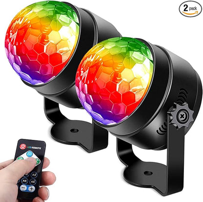 Litake Party Lights,Strobe Lights for Parties,Sound Activated Disco Ball Lights with Remote,RGB 7 Colors Changing Disco DJ Lights for Home Party Room Dance Club Xmas Birthday Wedding Show -2 Packs