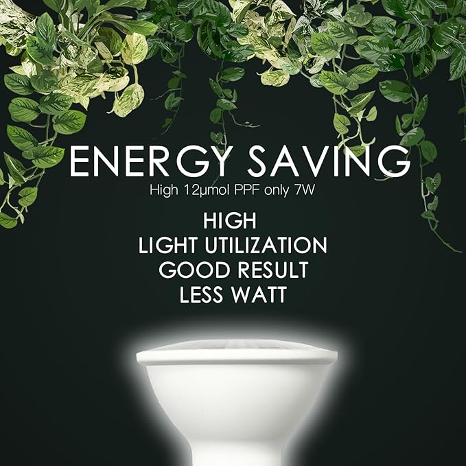 Full Spectrum 7W PAR20 E26 Base Grow Light Bulbs, Indoor Plants Seeds Greens Vegs Microgreens High PPFD, Efficient Light Cast, Energy Saving, LED 150 Watt Equiv for Plants All Stage Grow 4Pack