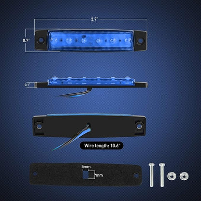 Nilight 10PCS 3.8" 6 LED Blue Indicator Light Truck Camper Side Marker Clearance Lights for Marine Boat Stern Yacht Kayak Sailboat Trailer Bus RV