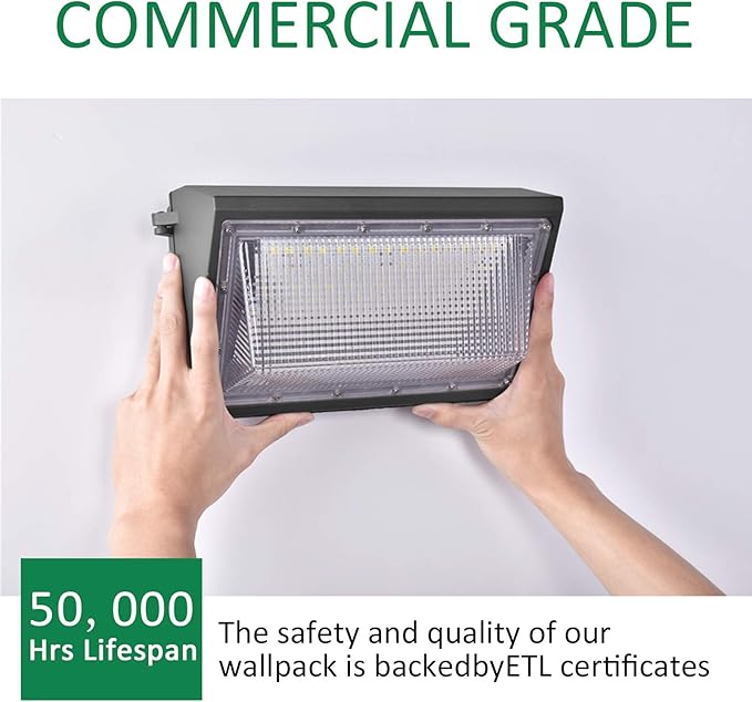 100W LED Wall Pack Light, Dusk to Dawn Photocell, 13000LM 5000K Daylight AC100-277V IP65 Waterproof LED Wall Pack Outdoor Exterior Light ETL Listed