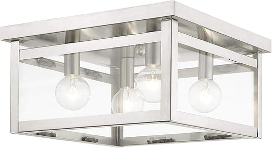 Livex Lighting 4032-91 Milford 4-Light Ceiling Mount, Brushed Nickel, 6.00x11.00x11.00