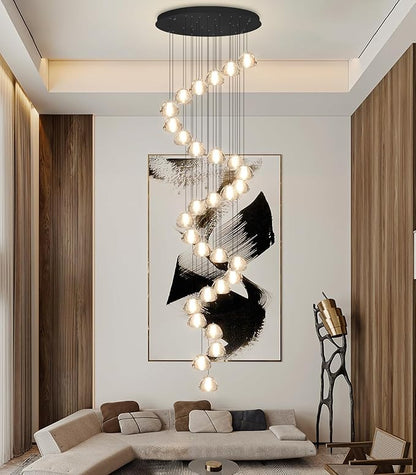 197'' Long Large Crystal Chandeliers 30-Lights LED Chandeliers for High Ceiling Handing Light Fixture for Entrance Hallway Foyer Staircase