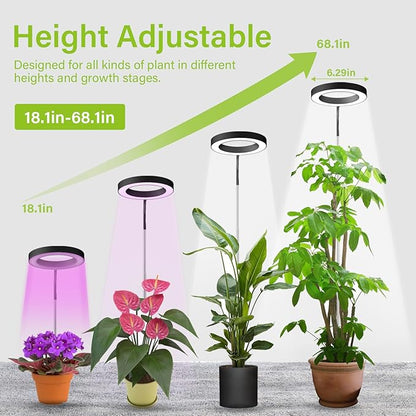 Grow Lights for Indoor Plants, Full Spectrum Plant Lights for Indoor Growing with 3/9/12H Auto Timer, 3 Spectrum Modes, 10-Level Dimmable, 68" Height Adjustable for Growing Large Tall Plants