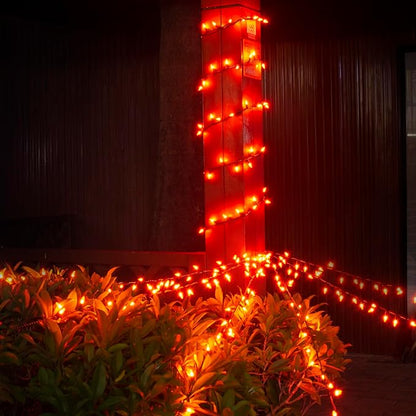 TIGOMOOV 100 Count Orange String Lights Plug in, 21ft Fall Lights with Black Wire, Orange Lights for Halloween Decorations Indoor, Mini String Lights Outdoor Tree Porch,Party Decor