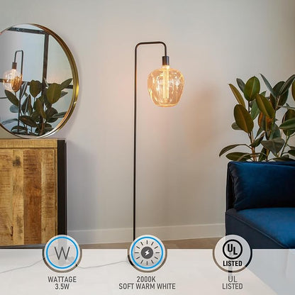 ESCENA Streamline Shape Series LED Decorative Light Bulb, Bubble Ultra-Large Vintage Edison Bulb Dimmable 3.5W, E26, Unique Virtual Filament Vintage Bulbs, Amber Glass, 2000K Soft Warm, UL Listed