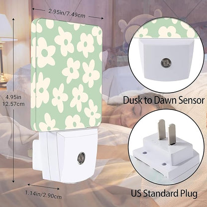 Groovy Flowers Night Light, Dusk to Dawn Smart Sensor Nightlight for Bedroom Bathroom Kitchen Hallway Stairs Hallway, Plug-in, Energy Efficient Decor Desk Lamp Gifts