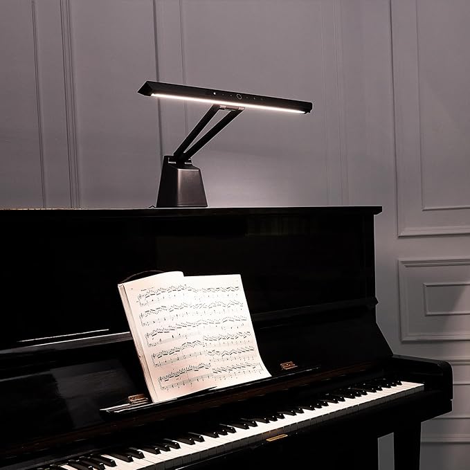 Professional LED Piano Lights for Upright Piano - Piano Lamps with Ambient Light, Favorite Mode, Eye-Care, 5 Levels Color Temperatures, 5 Levels Dimming, Steady Base, Black(Updated Version)