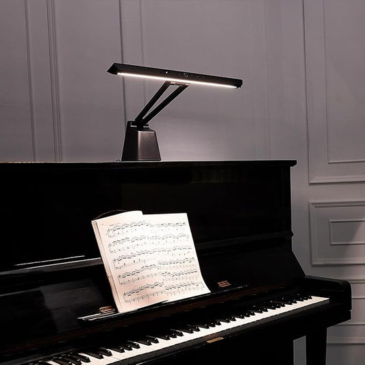 Professional LED Piano Lights for Upright Piano - Piano Lamps with Ambient Light, Favorite Mode, Eye-Care, 5 Levels Color Temperatures, 5 Levels Dimming, Steady Base, Black(Updated Version)