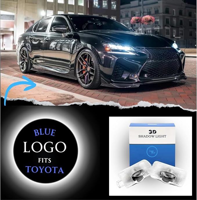 LED Car Door Light Logo Projector (Blue) Welcome Courtesy Light for Toyota Highlander 4runner Avalon Camry Corolla Land Cruiser Prius Sequoia Sienna Tundra Venza Accessories.