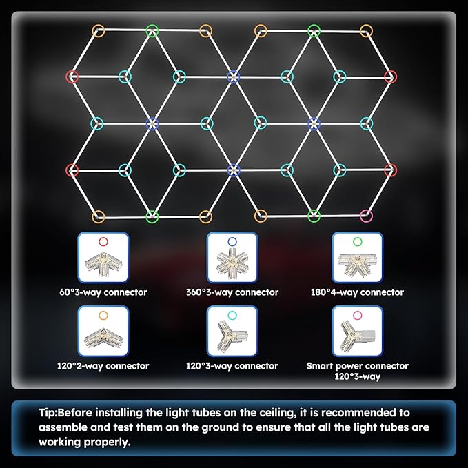 ALLYES Hexagon Garage Lights, LED Honeycomb Garage Lights, 338W 40560LM 6500K, 21 Rhombus Car Detailing Lighting for Workshop Showroom Basement Gym