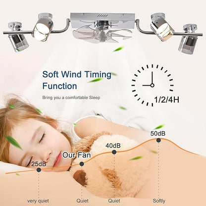 Qcyuui Ceiling Fans with Lights and Remote,39.4" Low Profile Ceiling Fan Dimmable Fandelier Ceiling Fan with Light 360° Rotatable Lightheads Modern Flush Mount LED Fan Light for Bedroom Kitchen