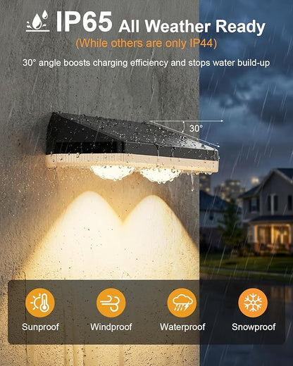 Solar Fence Lights Outdoor,3000/4500/6000K/RGB 13 Mode 8PACK Fence Lights Solar Powered High Brightness LED Lens IP65 Waterproof Solar Wall Light for Outside/Patio/Step/Backyard/Railing/Pool/Deck