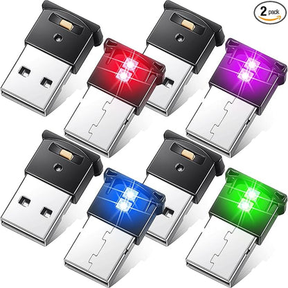 Frienda 2 Pieces Mini USB LED Light, Car LED Interior Lighting 5v Smart USB Atmosphere Light, Laptop Keyboard Office Decoration Night Lamp, Adjustable Brightness, 8 Colors