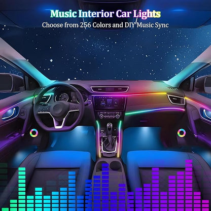 Interior Car LED Strip Lights,Acrylic LED Lights for Car with Dynamic Dreamcolor Chasing,57in USB 2 in 1 RGB Neon Strip Fiber Optic LED Ambient Lighting Kits with Remote APP,for Inside car Decorations