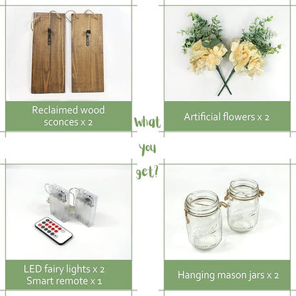 Wall Hangings for Living Room, Rustic Home Decor, Farmhouse Bedroom Decor, Wall Decor Living Room with Led Fairy Lights & Rose Flowers, Wall Art Set of 2, XL Jacobean