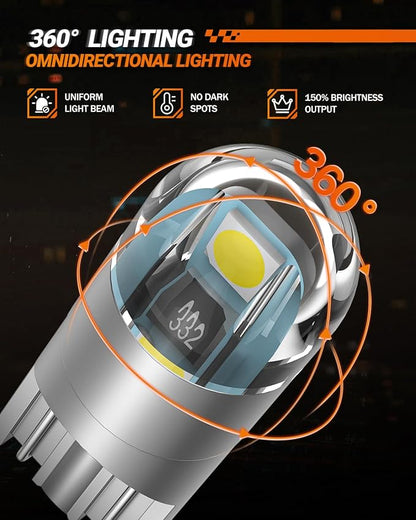 SEALIGHT 194 LED Bulb 6000K White, License Plate Light, Dome Light, T10 168 2825 W5W 3030 Bright Chips Wedge for Replacement Light Bulb, Map Trunk Door Courtesy Dash LED Light Bulb,Pack of 10