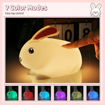 Baby Night Light 7-Color: Soft Silicone Nursery Light for Kids Room Decor with Portable Rechargeable Cute NightLamp Animal Lights - Gifts for Children Toddler