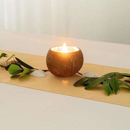 Restaurantware-Coco Casa 3.9 x 2.8 Inch Coconut Shell Candles, 10 Hand Poured Coconut Bowl Candles - Spring Hydrangea Fragrance, Double Wax Blend, Soy Wax Scented Candle, Wooden Wick