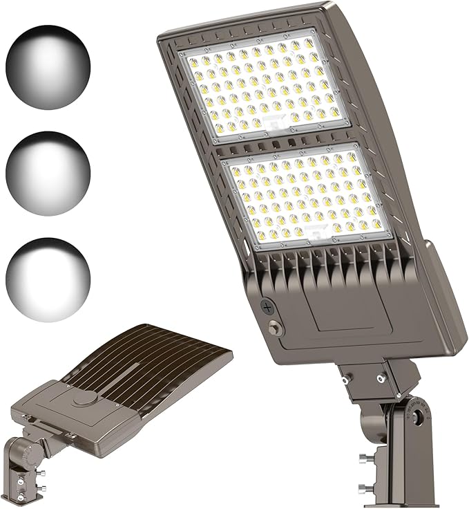 KUKUPPO 400W LED Parking Lot Light 60,000LM UL Listed, Power Adjustable LED Shoebox Flood Court Light Industrial Parking Pole Light Slip Fit Outdoor Street Area 5000K IP65 Waterproof 100-277V