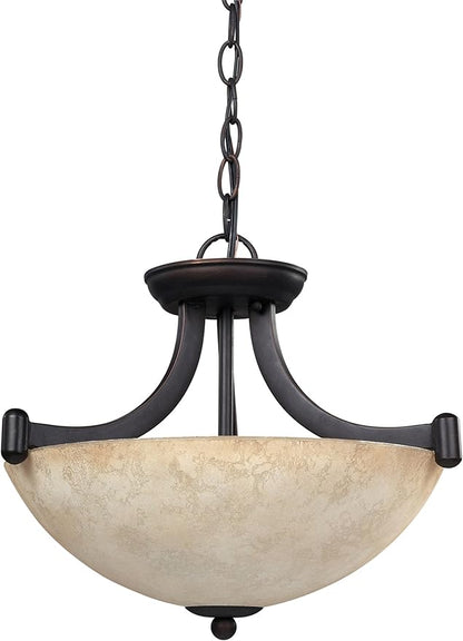 Canarm ICH375A03RA14 3 Light Warren Dual Large Pendant Light Fixture, Bronze