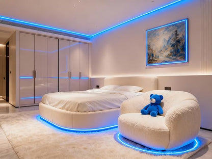 Blue Led Lights Strip Indoor Rope Lights Easy DIY Cuttable Strip Lights for Fish Tank Bar Room Bathroom Living Room Kitchen Ceiling Wall Vanity Mirror Decor