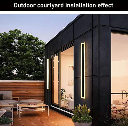 2Pack-71inch Long Outdoor Modern LED Wall Light,55W Waterproof IP65 Warm White 110V led Wall Mount Lighting Fixture Rectangular Black Wall Lights Elegant Frosted White Acrylic Anti Rust.