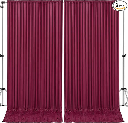 10x10ft Burgundy Backdrop Curtain for Wedding Parties Wrinkle Free Fabric Maroon Drapes Backdrop Decoration for Baby Shower Birthday Photography Decoration 2 Panels, 5ft x 10ft