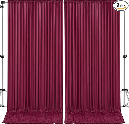 10x10ft Burgundy Backdrop Curtain for Wedding Parties Wrinkle Free Fabric Maroon Drapes Backdrop Decoration for Baby Shower Birthday Photography Decoration 2 Panels, 5ft x 10ft
