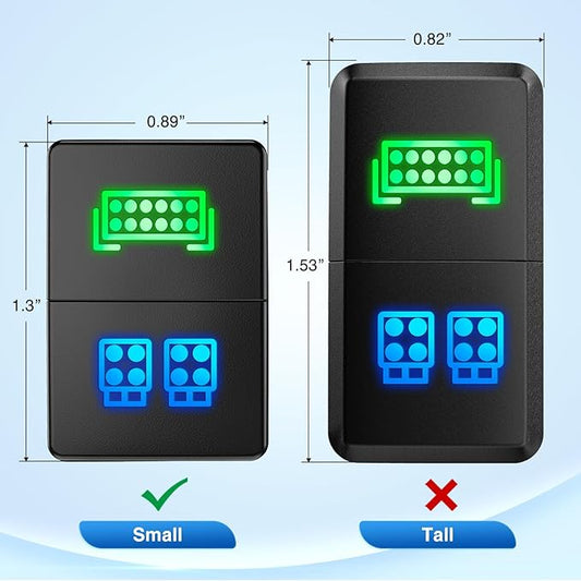 Nilight LED Light BAR & LED Work Lights Dual Push Button Switch 12V ON Off Switches with Connector Wire Kit 1.28" x 0.87" Replacement for Toyota Sequoia Highlander Tacoma Tundra 4Runner RAVR Yaris