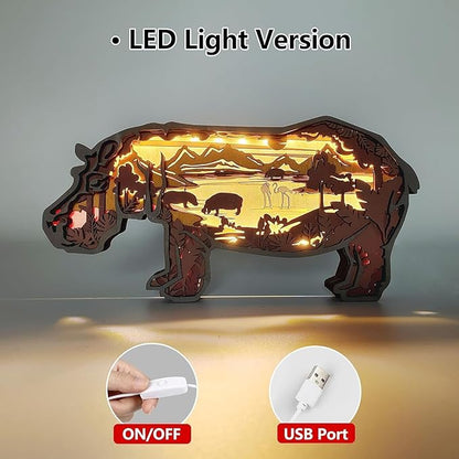 3D Wooden Animal Carving LED Night Light, Wood Carving Light, Modern Home Decoration, Decorative Tables, Cabinets, Living Rooms, Bedrooms, Offices, Farmhouses, Bookshelves, Perfect Holiday Gifts