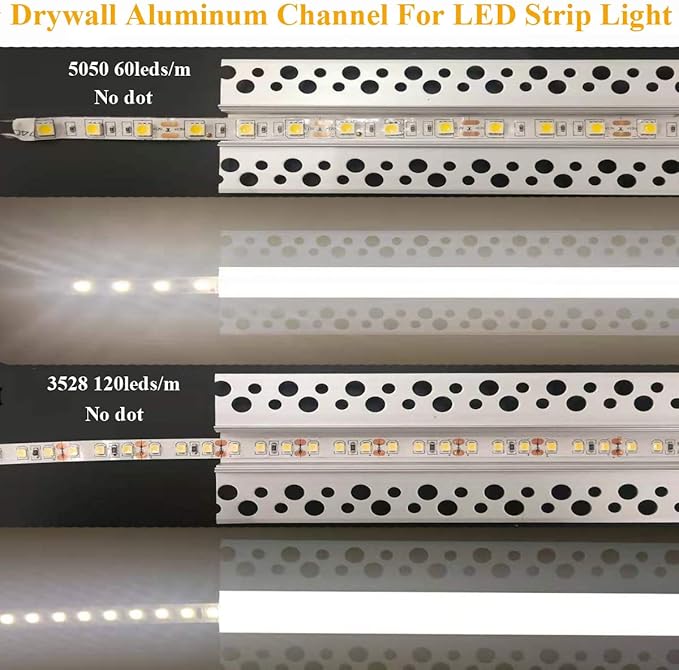 10Pack 6.6FT/2 Meter Plaster-in trimless recessed LED Aluminum Channel with Flange for LED Strip and Clip-in Diffuser, Tape Light Track LED Profile for Strip Lighting Applications