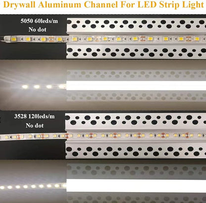 10Pack 6.6FT/2 Meter Plaster-in trimless recessed LED Aluminum Channel with Flange for LED Strip and Clip-in Diffuser, Tape Light Track LED Profile for Strip Lighting Applications