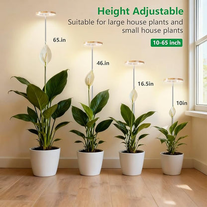 SDOVUERC Full‑Spectrum Grow Lights for Indoor Plants – Adjustable Height Plant Lamp with Wood‑Grain Finish, 6/12/18H Timer, 3 Color Modes, Perfect Plant Lights for Houseplants Growing.(Pack 1)