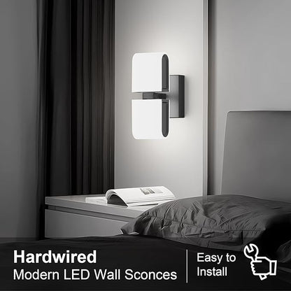 Aipsun Black Wall Sconces Hardwired Modern LED Sconces Wall Lighting Indoor Wall Sconce for Living Room Hallway 6000K White Light