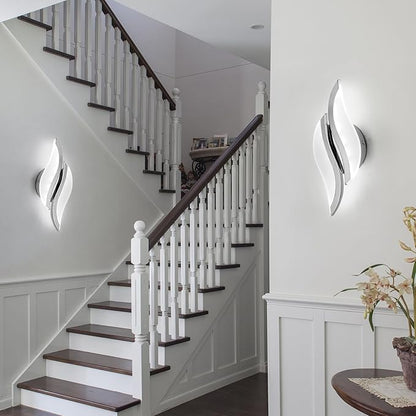 CANEOE Modern LED Wall Sconce 6000K Chrome Indoor Wall Light Fixtures Acrylic Wall Sconce Lighting for Living Room Bedroom Bedside Bathroom Hallway Stairway Wall Lamp (Chrome, 1 Pack, 6000K)