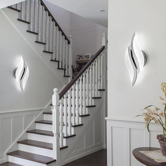 CANEOE Modern LED Wall Sconce 6000K Chrome Indoor Wall Light Fixtures Acrylic Wall Sconce Lighting for Living Room Bedroom Bedside Bathroom Hallway Stairway Wall Lamp (Chrome, 1 Pack, 6000K)