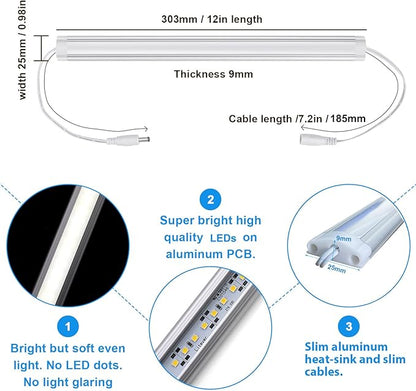 Litever Under Cabinet LED Lighting Kit Dimmable by AC Wall Dimmer. Plug in or Hardwired LED Driver. Super Bright Linkable Light Bar for Kitchen Cabinet Counter Shelf. 35W 2000 Lumen. Daylight 5000K