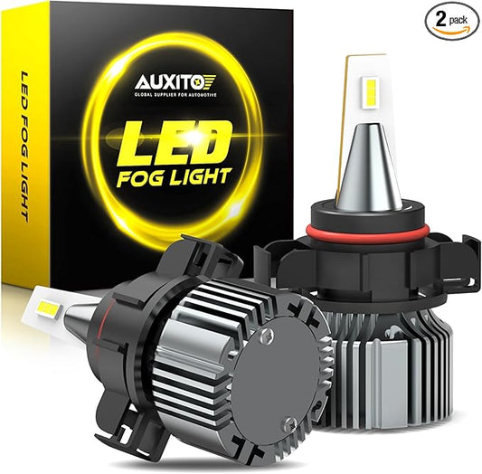 AUXITO 5202/5201 LED Fog Light Bulbs 20000LM, 1000% Brighter 6000K 5202/5201/PS19W/PS24W/9009 Fog Lights, 1:1 OEM Replacement for Cars Trucks SUVs, 3-Minute Installation, IP68 Waterproof, Pack of 2