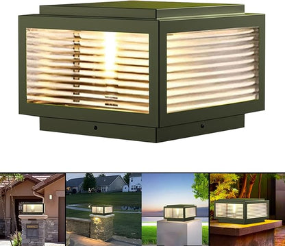 Outdoor Post Light 10X10 in, Column Light,Wired Lantern Column Lamp 110-240V(12-36V Replace Bulb),Garden Light,IP54 Waterproof, Base E26,LED Post lamp,Fence Post caps