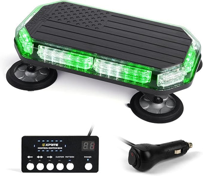 Xprite 42-LED Rooftop White Green Light Bar W/magnetic, Traffic Light Compatible with Emergency Response Trucks, Tractors, Security and Patrol, Construction Vehicles, Snowplow, Postal Cars