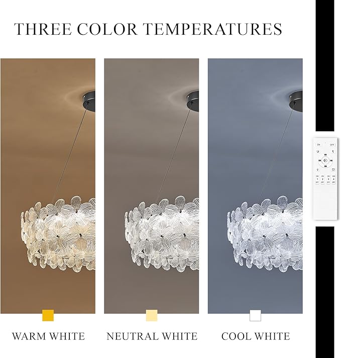 32'' Modern LED Crystal Chandelier Large Flower Light Fixture Black Dimmable 3000-6500K Contemporary Chandeliers with Remote Control Luxury for High Ceiling Foyer Living Room Bedroom Entryway