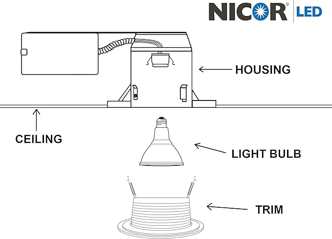 NICOR Lighting 6 inch Single Piece Baffle Trim, White (17503)