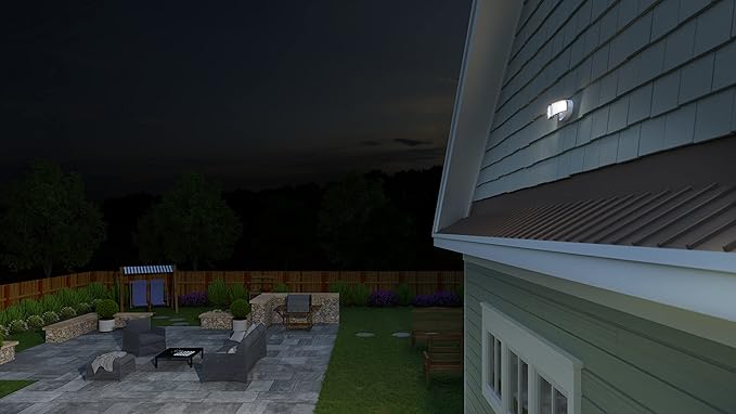 Lithonia Lighting HomeGuard 2-Light LED Outdoor Flood Lights, Outdoor LED Lights, Dusk to Dawn Sensor, Adjustable Lumens, Selectable Color, Square Heads, White (HGX LED 2SH ALO SWW2 120 PE WH M2)