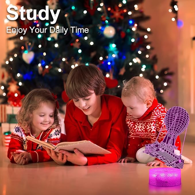 Kids Night Light 3D Illusion Lamp, Remote & Touch Control 16 Colors Changing USB & Batteries Powered, Birthday Christmas Gifts for Teens Boys Girls Room Decor (Base*1, Lamp Plate*4)
