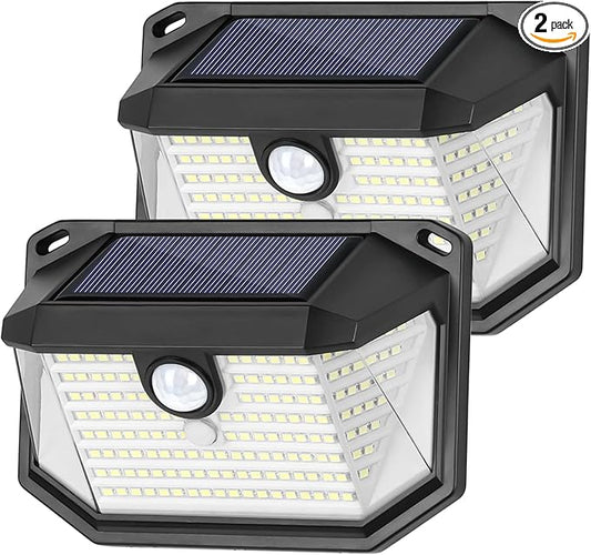 Solar Outdoor Lights, 2-Pack Super Bright 178 LEDs Motion Sensor Wall Light with 270° Wide Angle & 3 Modes, Waterproof Solar Powered Security Light for Patio Garden Garage Front Door