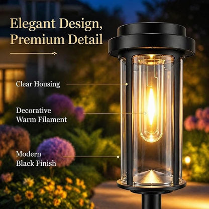 DERAYSION Solar Lights Outdoor Pathway, 8 Pack Large LED Solar Garden Lights, 21-Inch Waterproof Auto Dusk to Dawn Outdoor Solar Lights for Yard, Landscape Path, Driveway, Warm White