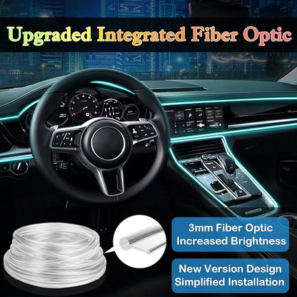 DEHERANE Interior Car LED Strip Lights, RGB 6 in 1 Ambient Lighting Kit with 315 inches Integrated Fiber Optic, 16 Million Colors Car Interior Lights with Wireless APP& Remote Control, Sync to Music