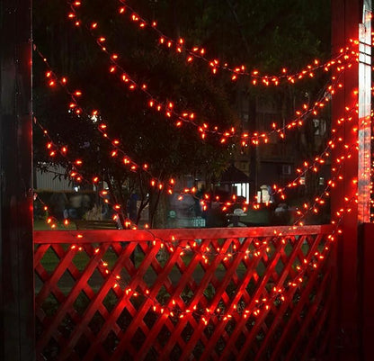 TIGOMOOV 100 Count Orange String Lights Plug in, 21ft Fall Lights with Black Wire, Orange Lights for Halloween Decorations Indoor, Mini String Lights Outdoor Tree Porch,Party Decor